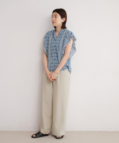 NOMBRE IMPAIR（ノンブルアンペール）の「モロッコタイルプリント　フレンチブラウス（シャツ/ブラウス・レディース・カーキ/サックスブルー・FREE）」の16枚目の写真