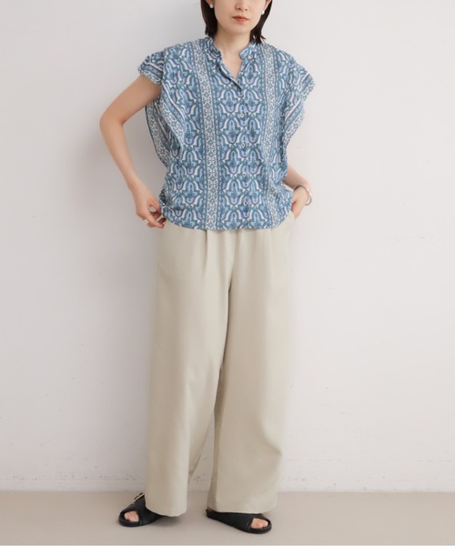 NOMBRE IMPAIR（ノンブルアンペール）の「モロッコタイルプリント　フレンチブラウス（シャツ/ブラウス・レディース・カーキ/サックスブルー・FREE）」の14枚目の写真