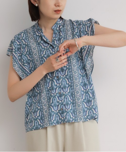 NOMBRE IMPAIR（ノンブルアンペール）の「モロッコタイルプリント　フレンチブラウス（シャツ/ブラウス・レディース・カーキ/サックスブルー・FREE）」の17枚目の写真