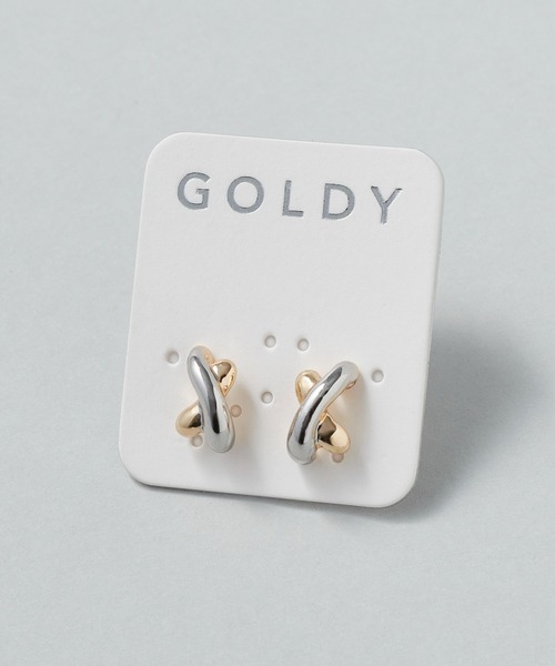 GOLDY(ゴールディ)の「プチ クロス ライン ピアス(ピアス(両耳用)・レディース・シルバー/ゴールド/シルバー×ゴールド・FREE)」の6枚目の写真