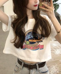NANEA | クロップド丈レトログラフィックプリントTシャツ(Tシャツ/カットソー)