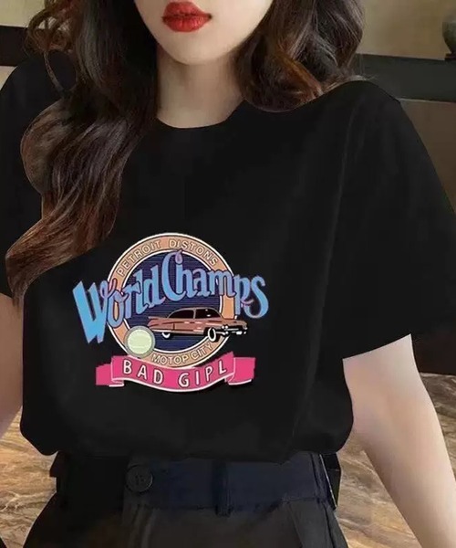NANEA（ナネア）の「クロップド丈レトログラフィックプリントTシャツ（Tシャツ/カットソー・レディース・ホワイト/ブラック・SMALL）」の6枚目の写真
