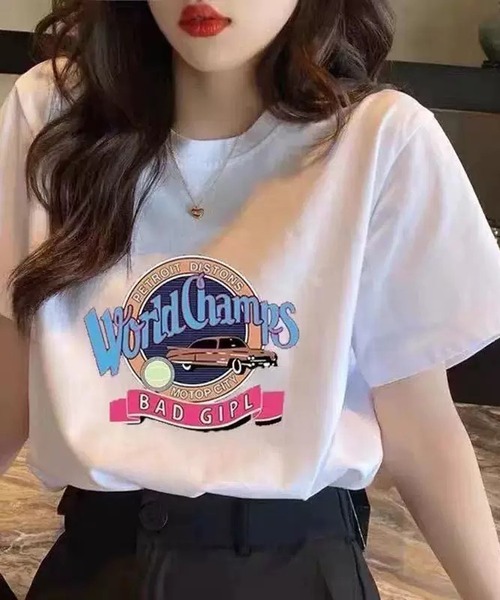 NANEA（ナネア）の「クロップド丈レトログラフィックプリントTシャツ（Tシャツ/カットソー・レディース・ホワイト/ブラック・SMALL）」の5枚目の写真