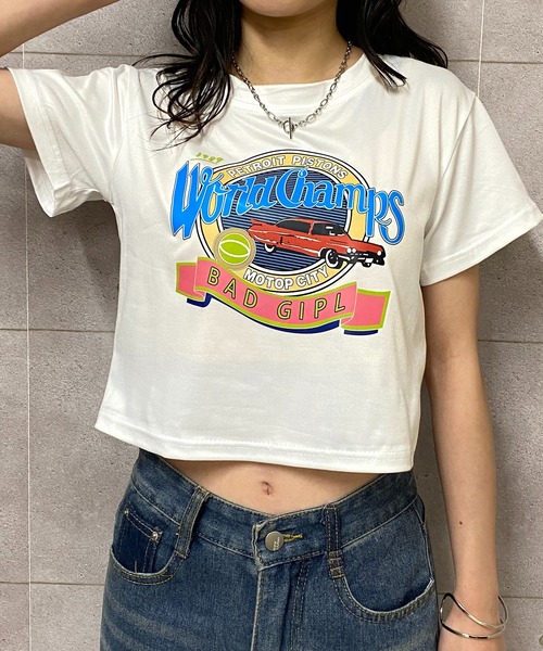 NANEA（ナネア）の「クロップド丈レトログラフィックプリントTシャツ（Tシャツ/カットソー・レディース・ホワイト/ブラック・SMALL）」の15枚目の写真