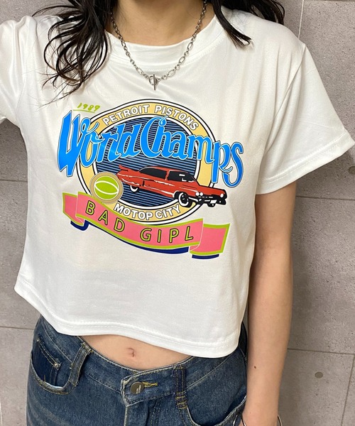 NANEA（ナネア）の「クロップド丈レトログラフィックプリントTシャツ（Tシャツ/カットソー・レディース・ホワイト/ブラック・SMALL）」の12枚目の写真