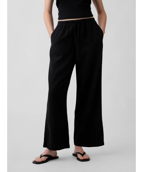 GAP(ギャップ)の「リラックスフィット リネンブレンド ワイドパンツ(その他パンツ・レディース・ベージュ/ナチュラル/ピンク/ブラック・XS/S/L/M/XXS)」の2枚目の写真