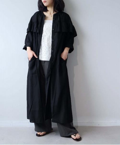 leswel(レスウェル)の「【M/L】ラッフルフリルエアリーワンピース(ワンピース・レディース・パープル/ブラック/カーキ・M/L)」の5枚目の写真