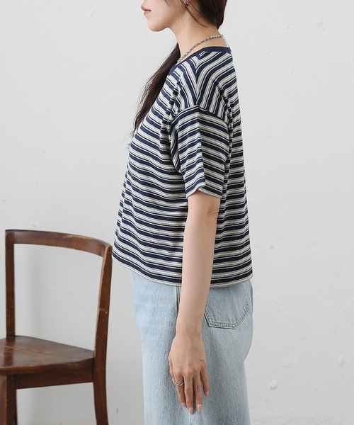 COLONY 2139(コロニートゥーワンスリーナイン)の「マルチボーダークロップドTシャツ(Tシャツ/カットソー・レディース・グレー/ブラック・FREE)」の20枚目の写真