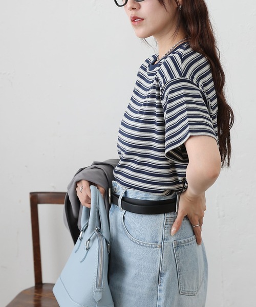 COLONY 2139(コロニートゥーワンスリーナイン)の「マルチボーダークロップドTシャツ(Tシャツ/カットソー・レディース・グレー/ブラック・FREE)」の14枚目の写真