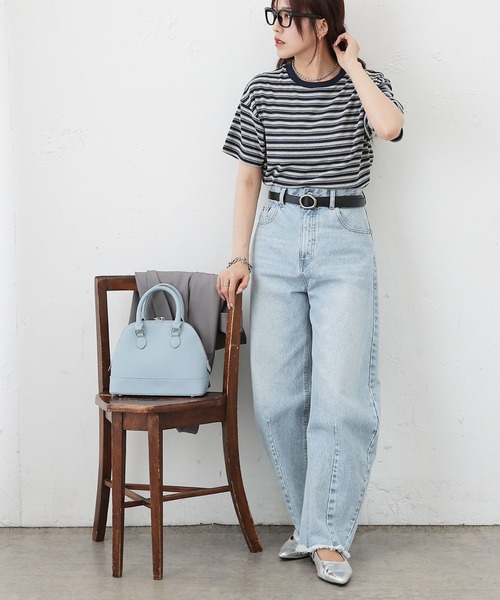 COLONY 2139(コロニートゥーワンスリーナイン)の「マルチボーダークロップドTシャツ(Tシャツ/カットソー・レディース・グレー/ブラック・FREE)」の17枚目の写真