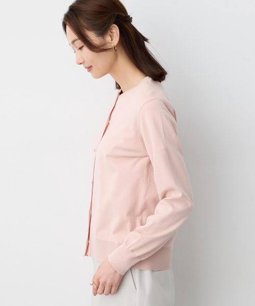 A/C DESIGN BY ALPHA CUBIC（エーシーデザインバイアルファキュービック）の「クルーネックニットカーディガン【洗える・パステルカラー】（カーディガン/ボレロ・レディース・イエロー/ライトグレー/ピンク/グリーン・M/L）」の6枚目の写真