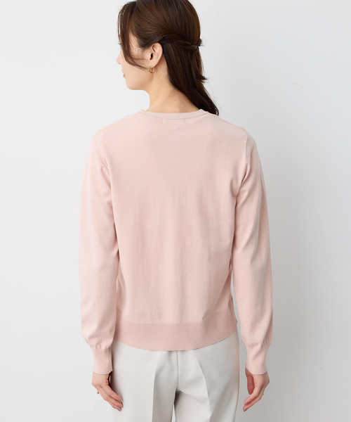 A/C DESIGN BY ALPHA CUBIC（エーシーデザインバイアルファキュービック）の「クルーネックニットカーディガン【洗える・パステルカラー】（カーディガン/ボレロ・レディース・イエロー/ライトグレー/ピンク/グリーン・M/L）」の7枚目の写真