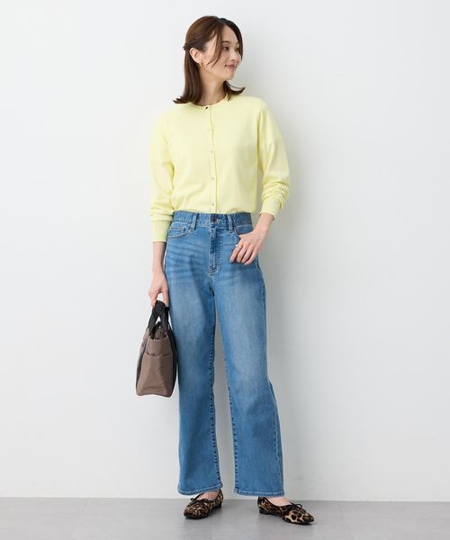 A/C DESIGN BY ALPHA CUBIC（エーシーデザインバイアルファキュービック）の「クルーネックニットカーディガン【洗える・パステルカラー】（カーディガン/ボレロ・レディース・イエロー/ライトグレー/ピンク/グリーン・M/L）」の14枚目の写真