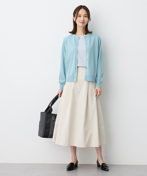 A/C DESIGN BY ALPHA CUBIC（エーシーデザインバイアルファキュービック）の「クルーネックニットカーディガン【洗える・パステルカラー】（カーディガン/ボレロ・レディース・イエロー/ライトグレー/ピンク/グリーン・M/L）」の15枚目の写真