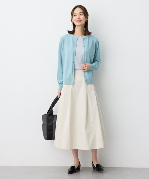 A/C DESIGN BY ALPHA CUBIC（エーシーデザインバイアルファキュービック）の「クルーネックニットカーディガン【洗える・パステルカラー】（カーディガン/ボレロ・レディース・イエロー/ライトグレー/ピンク/グリーン・M/L）」の16枚目の写真