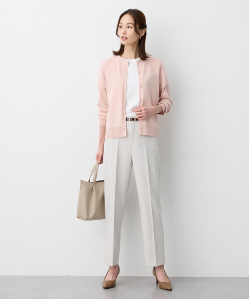 A/C DESIGN BY ALPHA CUBIC（エーシーデザインバイアルファキュービック）の「クルーネックニットカーディガン【洗える・パステルカラー】（カーディガン/ボレロ・レディース・イエロー/ライトグレー/ピンク/グリーン・M/L）」の18枚目の写真