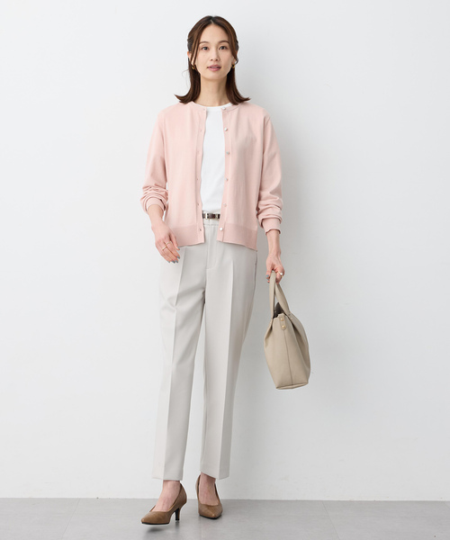 A/C DESIGN BY ALPHA CUBIC（エーシーデザインバイアルファキュービック）の「クルーネックニットカーディガン【洗える・パステルカラー】（カーディガン/ボレロ・レディース・イエロー/ライトグレー/ピンク/グリーン・M/L）」の19枚目の写真