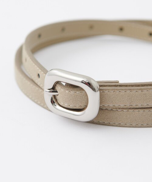 DISCOAT（ディスコート）の「ぷっくりバックルスエード調細ベルト（ベルト・レディース・キャメル/ライトベージュ・FREE）」の3枚目の写真