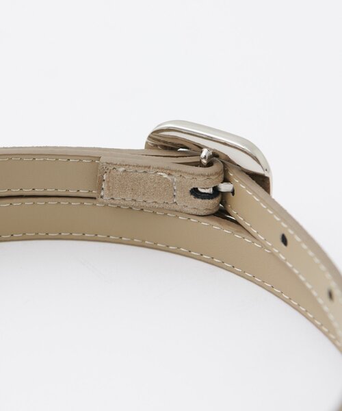 DISCOAT（ディスコート）の「ぷっくりバックルスエード調細ベルト（ベルト・レディース・キャメル/ライトベージュ・FREE）」の4枚目の写真