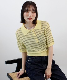 【新登場】抜け感のあるボーダーシアーポロニット / 半袖サマーニット