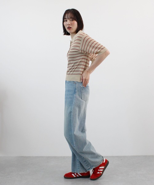 ABYS（アビス）の「ボーダーシアーポロニット（Tシャツ/カットソー・レディース・イエロー/ベージュ/ピンク/ブルー・FREE）」の15枚目の写真