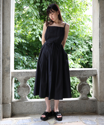 PLEATS CAMISOLE DRESS / BLACK