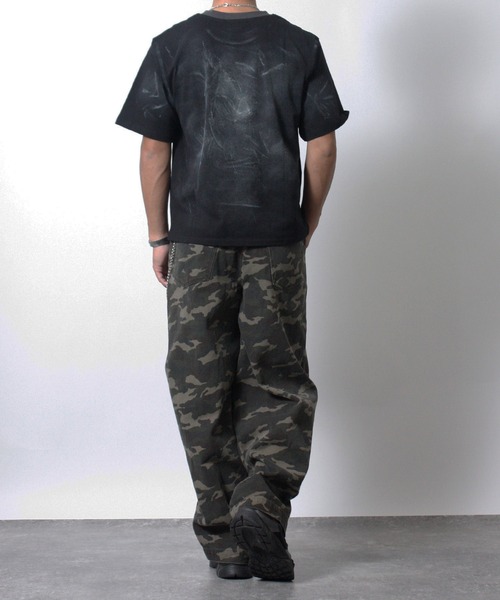 NYLAUS（ナイラス）の「【NYS】トライバルデザイン グランジ ペイント加工 ショート丈 半袖Tシャツ（Tシャツ/カットソー・メンズ・ブラック/ライトベージュ/ワインレッド・L/M）」の15枚目の写真