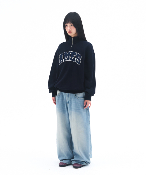 AMESWORLDWIDE（アメスワールドワイド）の「BASIC APPLIQUE HALF ZIP SWEATSHIRT NAVY（スウェット・レディース・その他・MEDIUM/LARGE/SMALL）」の8枚目の写真