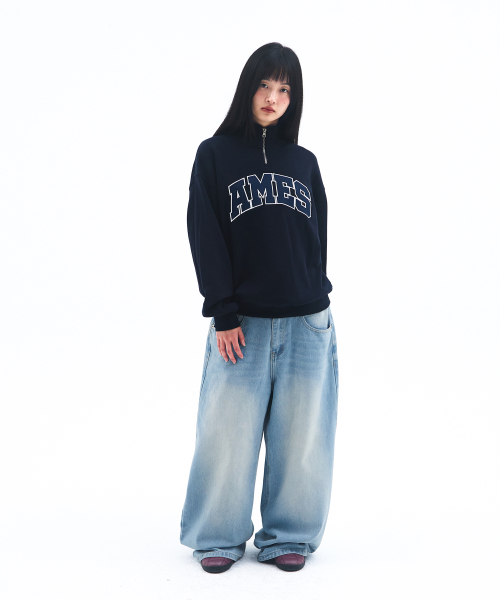 AMESWORLDWIDE（アメスワールドワイド）の「BASIC APPLIQUE HALF ZIP SWEATSHIRT NAVY（スウェット・レディース・その他・MEDIUM/LARGE/SMALL）」の10枚目の写真