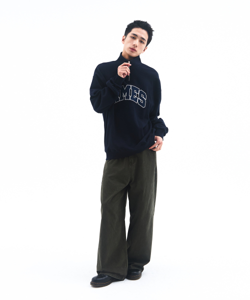 AMESWORLDWIDE（アメスワールドワイド）の「BASIC APPLIQUE HALF ZIP SWEATSHIRT NAVY（スウェット・レディース・その他・MEDIUM/LARGE/SMALL）」の2枚目の写真