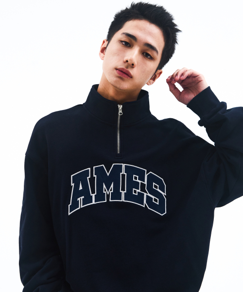AMESWORLDWIDE（アメスワールドワイド）の「BASIC APPLIQUE HALF ZIP SWEATSHIRT NAVY（スウェット・レディース・その他・MEDIUM/LARGE/SMALL）」の4枚目の写真