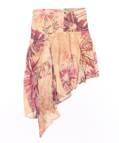 Desigual(デシグアル)の「フラワープリントドレープアシンメトリースカート(スカート・レディース・ブラウン・XL/L/S/XS/M)」の2枚目の写真