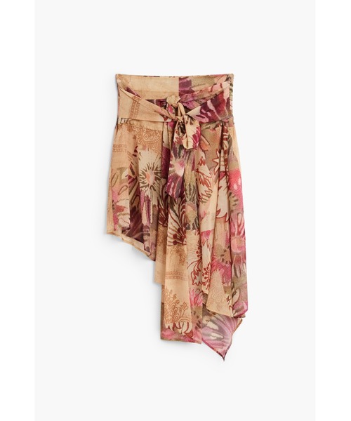 Desigual(デシグアル)の「フラワープリントドレープアシンメトリースカート(スカート・レディース・ブラウン・XL/L/S/XS/M)」の4枚目の写真