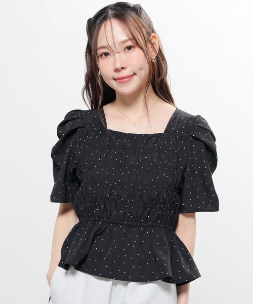 Honeys(ハニーズ)の「シャーリングブラウス(シャツ/ブラウス・レディース・ベージュ系その他/ホワイト系その他/ブルー系その他3/ブラック系その他・L/S/M)」の11枚目の写真