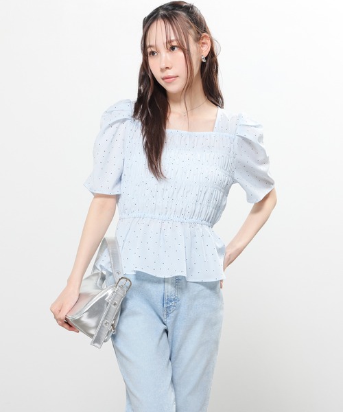 Honeys(ハニーズ)の「シャーリングブラウス(シャツ/ブラウス・レディース・ベージュ系その他/ホワイト系その他/ブルー系その他3/ブラック系その他・L/S/M)」の14枚目の写真