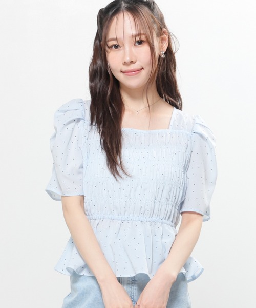 Honeys(ハニーズ)の「シャーリングブラウス(シャツ/ブラウス・レディース・ベージュ系その他/ホワイト系その他/ブルー系その他3/ブラック系その他・L/S/M)」の15枚目の写真
