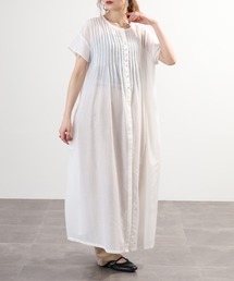 08 Mab シルク混 ピンタックワンピース コットンシルク使用 半袖