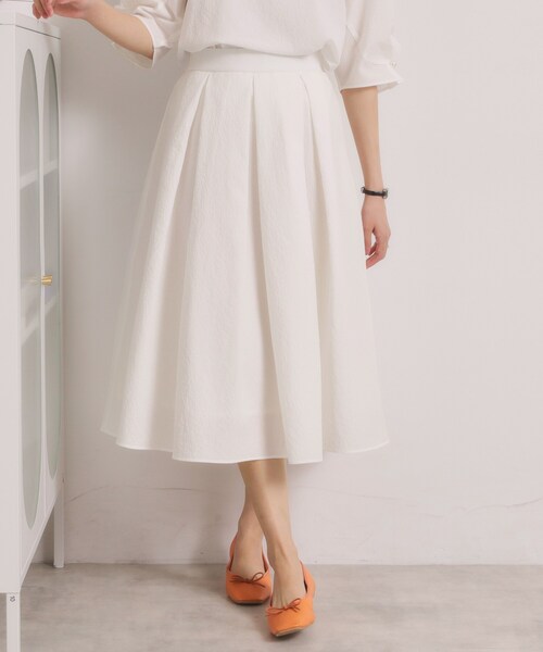 ITS'DEMO(イッツデモ)の「【手洗い可/セットアップ可】サッカースカート(スカート・レディース・オフホワイト/ブラック/ブルー・00)」の1枚目の写真