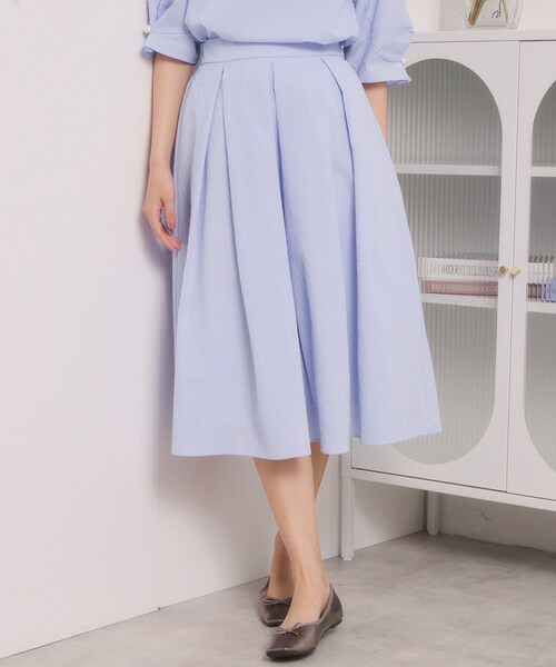 ITS'DEMO(イッツデモ)の「【手洗い可/セットアップ可】サッカースカート(スカート・レディース・オフホワイト/ブラック/ブルー・00)」の3枚目の写真