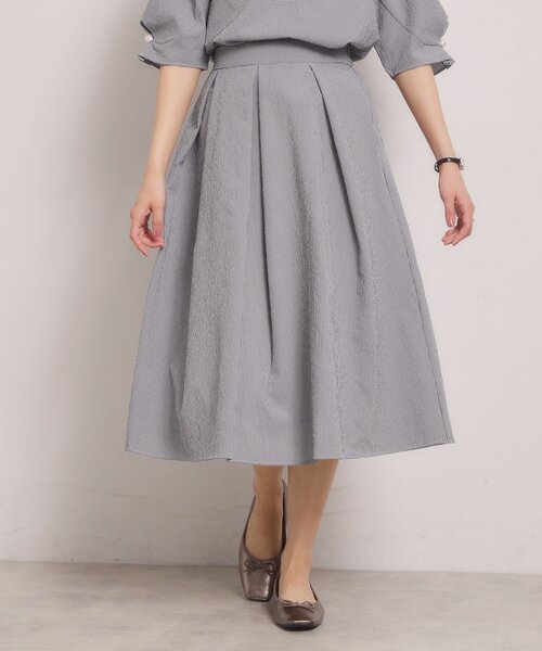 ITS'DEMO(イッツデモ)の「【手洗い可/セットアップ可】サッカースカート(スカート・レディース・オフホワイト/ブラック/ブルー・00)」の2枚目の写真