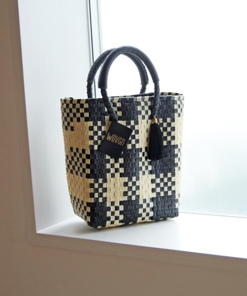 WOVEN(ウーヴン)の「WOVEN (ウーヴン) / メキシコ製 ミニバッグ メルカドバッグ かごバッグ レザーハンドル(かごバッグ・レディース・ブラック系その他/グリーン/ブラック×ゴールド/ブラック×ホワイト/ゴールド/ネイビー/ブラック/シルバー・FREE)」の3枚目の写真