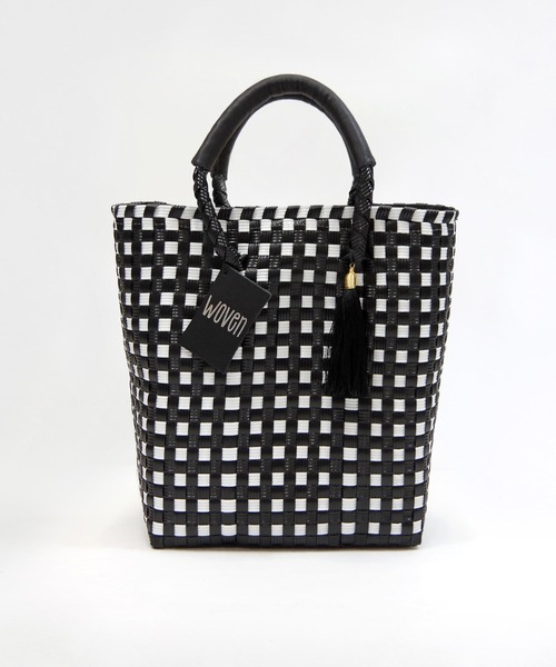 WOVEN(ウーヴン)の「WOVEN (ウーヴン) / メキシコ製 ミニバッグ メルカドバッグ かごバッグ レザーハンドル(かごバッグ・レディース・ブラック系その他/グリーン/ブラック×ゴールド/ブラック×ホワイト/ゴールド/ネイビー/ブラック/シルバー・FREE)」の1枚目の写真