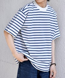 SHIPS any:〈洗濯機可能〉デザイン リブ ベーシック ボーダー Tシャツ◇