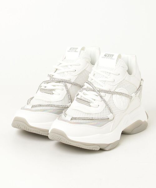 STEVE MADDEN(スティーブマデン)の「STEVE MADDEN スティーブマデン MOTOCROSS-XS ボリュームスニーカー(スニーカー・レディース・ホワイト/ブラック×ホワイト・23.0cm/23.5cm/24.0cm/24.5cm/25.0cm)」の1枚目の写真