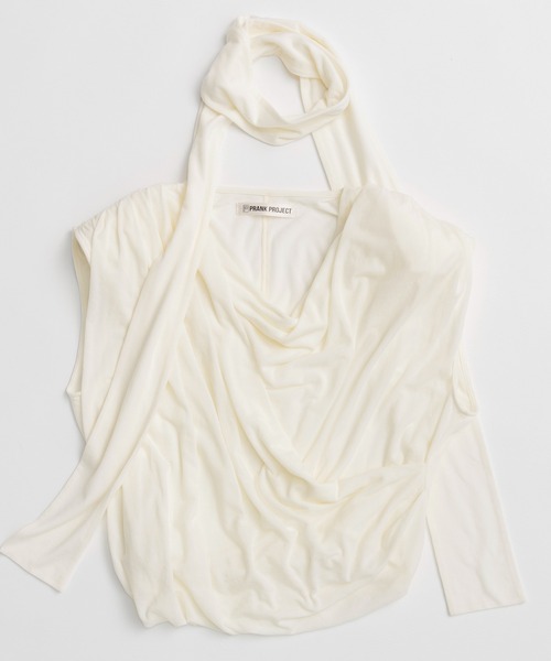 PRANK PROJECT（プランクプロジェクト）の「【2026Summer Pre-Order】ドレープジャージートップス / Drape Jersey Top（Tシャツ/カットソー・レディース・ホワイト/ブラウン/チャコールグレー・FREE）」の21枚目の写真