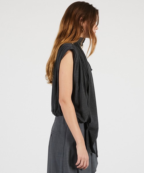 PRANK PROJECT（プランクプロジェクト）の「【2026Summer Pre-Order】ドレープジャージートップス / Drape Jersey Top（Tシャツ/カットソー・レディース・ホワイト/ブラウン/チャコールグレー・FREE）」の11枚目の写真
