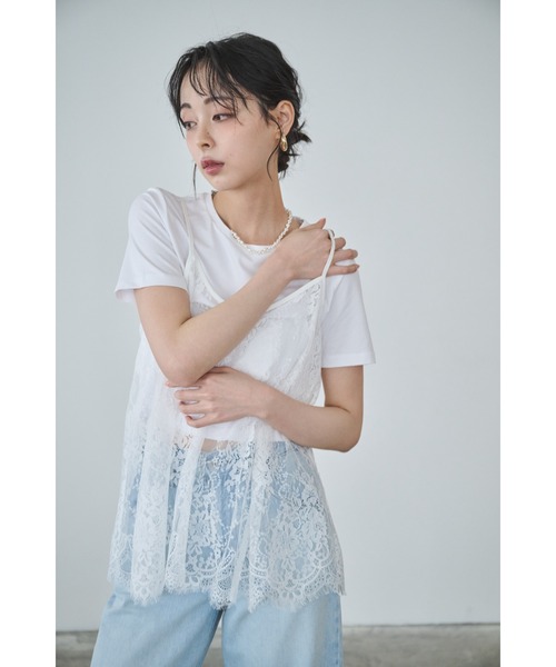 Anclear oui（アンクリアウィ）の「レースAラインキャミチュニック（キャミソール・レディース・White/ブラック・F）」の6枚目の写真