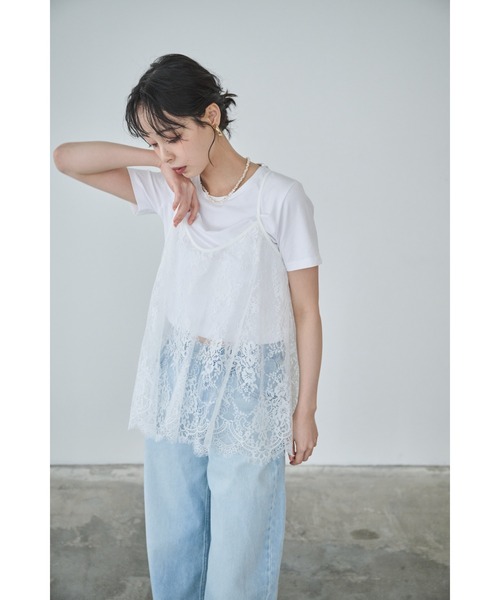 Anclear oui（アンクリアウィ）の「レースAラインキャミチュニック（キャミソール・レディース・White/ブラック・F）」の7枚目の写真