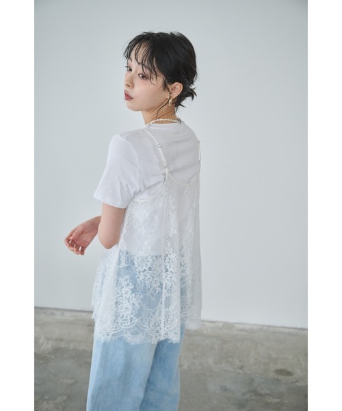 Anclear oui（アンクリアウィ）の「レースAラインキャミチュニック（キャミソール・レディース・White/ブラック・F）」の8枚目の写真