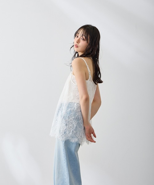 Anclear oui（アンクリアウィ）の「レースAラインキャミチュニック（キャミソール・レディース・White/ブラック・F）」の5枚目の写真